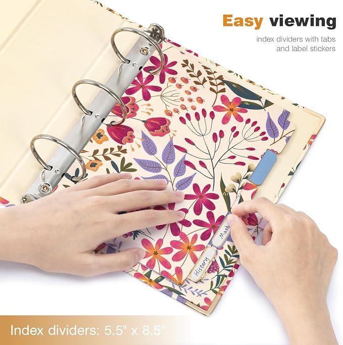 Ospelelf Mini 3 Ring Binder, 2 Inch, Cute Floral Binder - Image 6