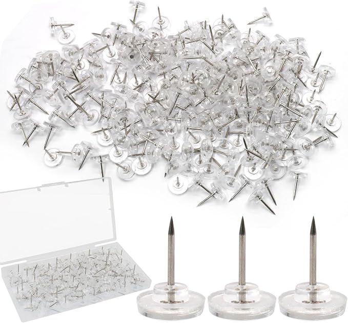 Biaungdo 150 Pcs Clear Flat Push Pins, Plastic Round Head Thumb Tacks - Image 7