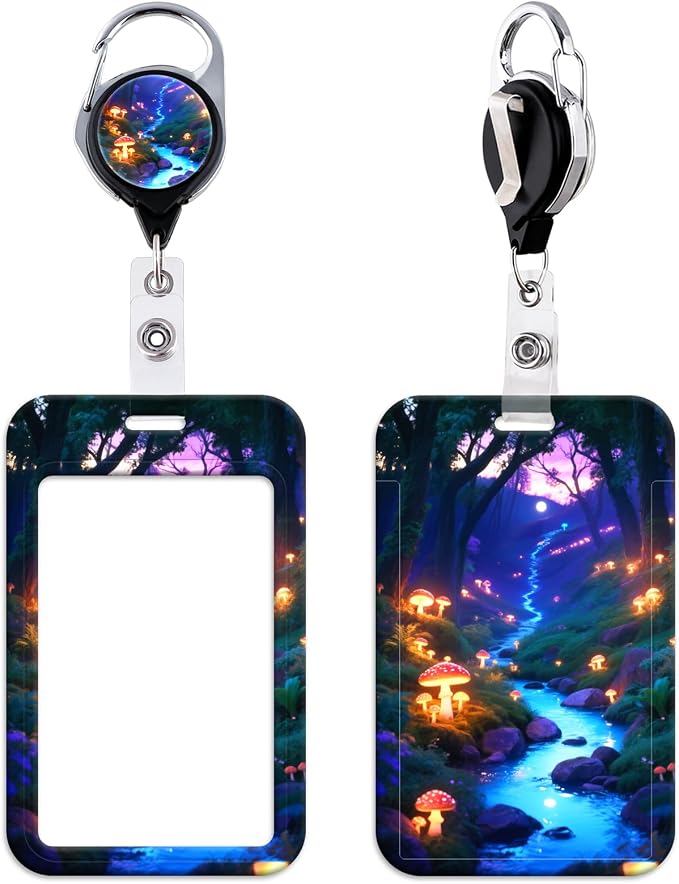 Forest ID Badge Holder Cute Retractable Badge Holder Reel Clip by beemorita