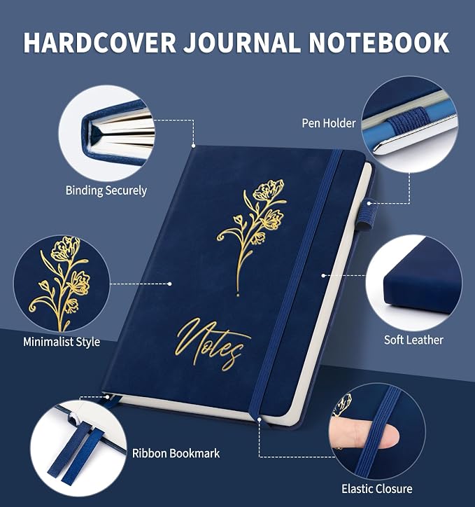 Lined Journal Notebook for Women Men, A5 Hardcover Leather Journals for Writing - Image 2
