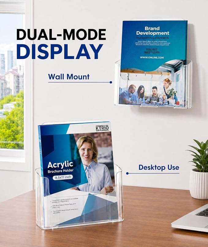 KTRIO Acrylic Brochure Holder 8.5 x 11, 2 Pack Literature Display Stand | - Image 4