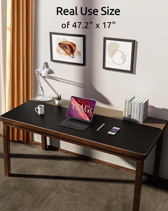 YSAGi Leather Desk Protector, Office Mat, Large Mouse Mat, Non-Slip PU Leather Blotter, Laptop Pad, Waterproof Writing Pad for Office and Home (Black, 47" x 17")-DeskLoop Office