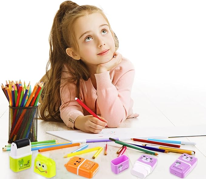 36 Pieces Erasers for Kids Cute Animal Cartoon Eraser with Cover and Roller Cases 6 Patterns Soft Pencil Rubber for Office Back to School Gifts Supplies Animals Themed Fun Party Favor-DeskLoop Office