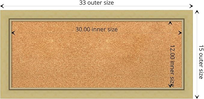 Amanti Art Natural Cork Board for Wall, 15x33 Vision Board with Gold Frame, Medium Corkboard Office Decor for Home Organization, Casual Corkboard Pinboard to display items for home organization-DeskLoop Office