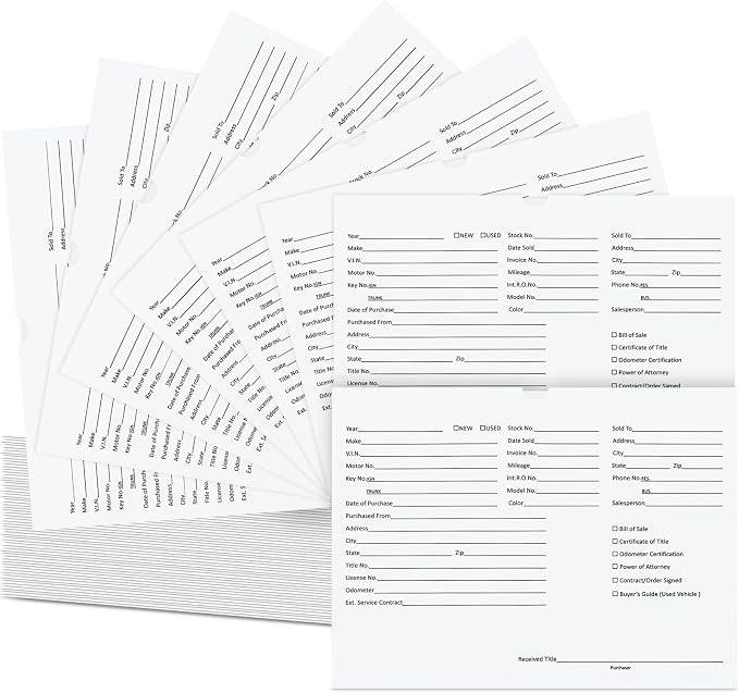 120 Pcs 9 x 12 In Vehicle Dealer Jackets by Unknown