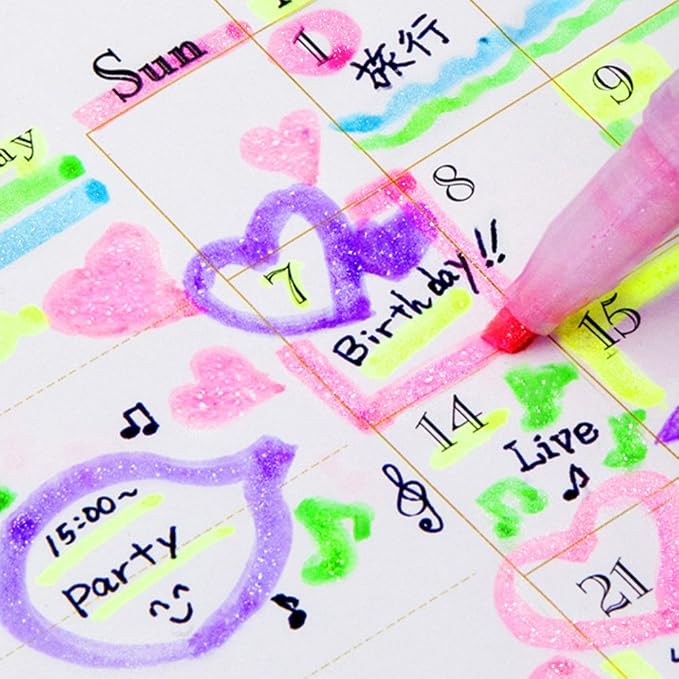 Zebra Glitter Highlighter, 5 Color Set - Image 3