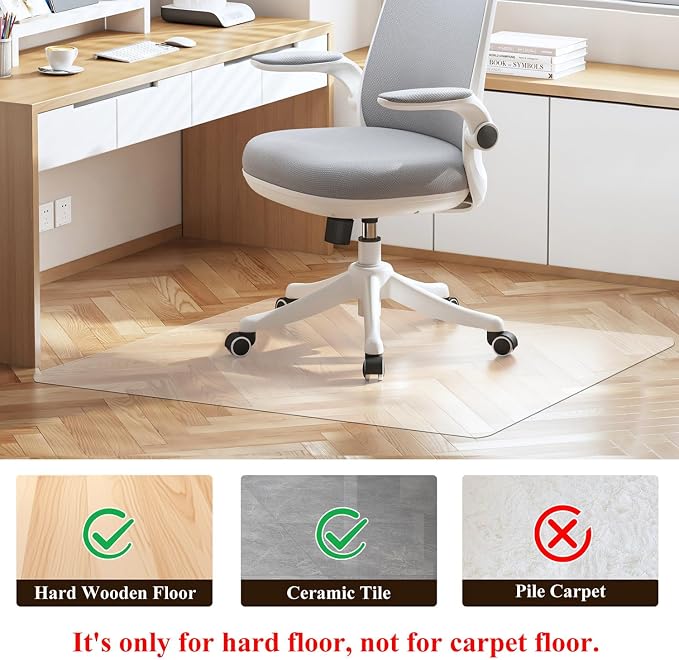 Office Chair Mat for Hardwood Floor, Anti-Slip Plastic Under Desk Computer Mats - Image 2