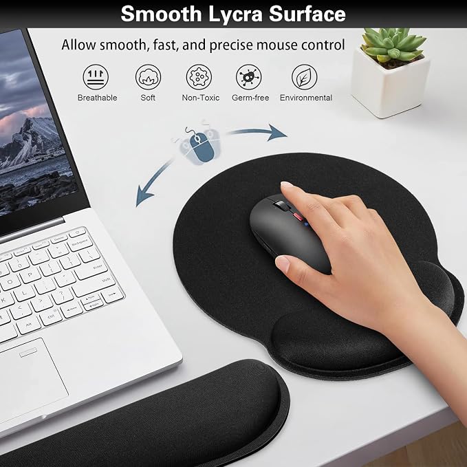 Mouse Pad Black, Ergonomic Keyboard Wrist Rest, Mouse Pad - Image 5