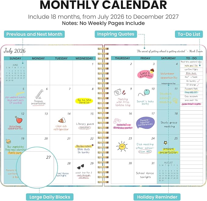 Monthly Planner 2026-2027, Aesthetic 2 Year Months Planner Calendar, 18-Months - Image 2