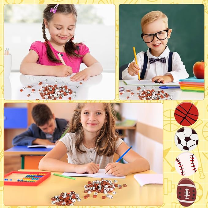JUNEBRUSHS 150Pcs Football Erasers Mini Erasers - Image 6