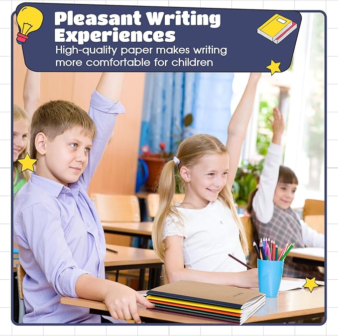 Henoyso 20 Pcs Primary Composition Notebook 9 3/4 x 7 1/2 Inch Kids Journal, Back to School Supplies, K-2 Primary Writing Notebook for Kids Student Draw and Write Story Journal (Jewel Tone Color)-DeskLoop Office