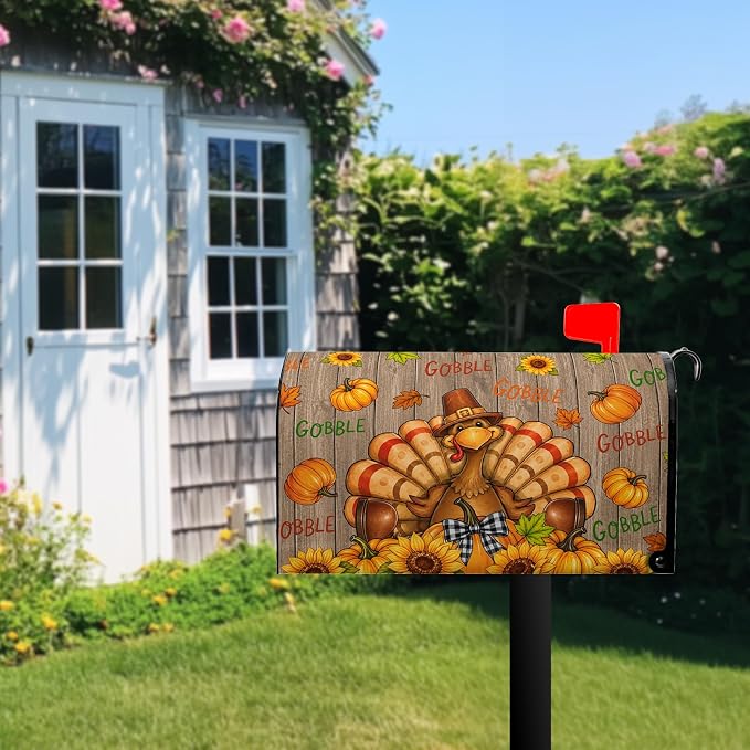 Thanksgiving Turkey Mailbox Cover Magnetic Standard Size Fall Pumpkin Mailbox - Image 3