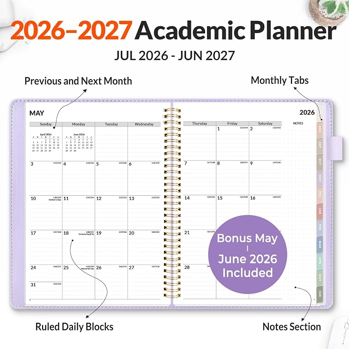 SUNEE 2026-2027 Weekly & Monthly Planner 9"x11.2" - Image 2