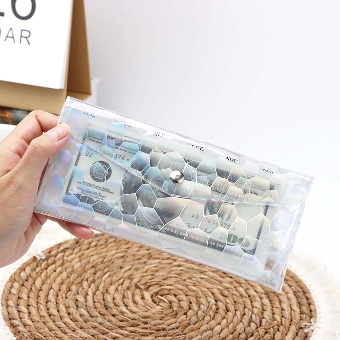 Cash Envelope Wallet 6-Tab Divider Pockets Cash Stuffing Envelopes Glitter PVC - Image 7