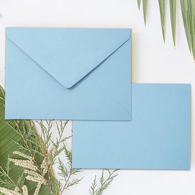 Whaline 50Pcs A7 Summer Invitation Envelopes Set Baby Blue Greeting Card - Image 6