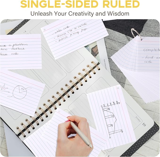 3x5 Index Cards with Ring, Goefun White Flashcards - Image 7