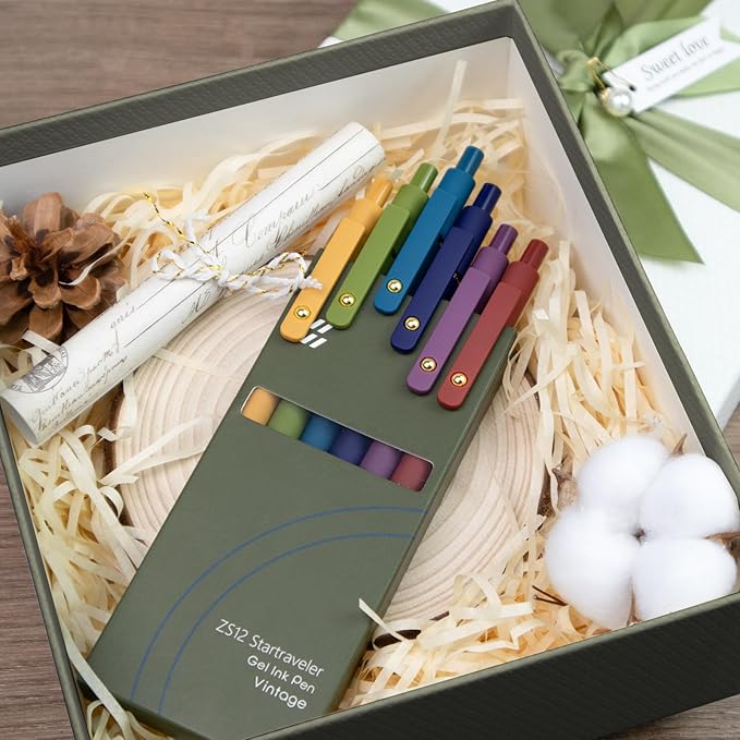 Gel Pens, 6 Pack Gold Retro 0.5mm Black Ink Pens Fine Point Smooth Writing Pens for School Office Supplies, Gifts for Women Girls-DeskLoop Office