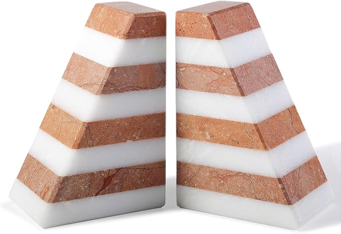 Karibiber Marble Book Ends, Non-Skid Bookends by Karibiber