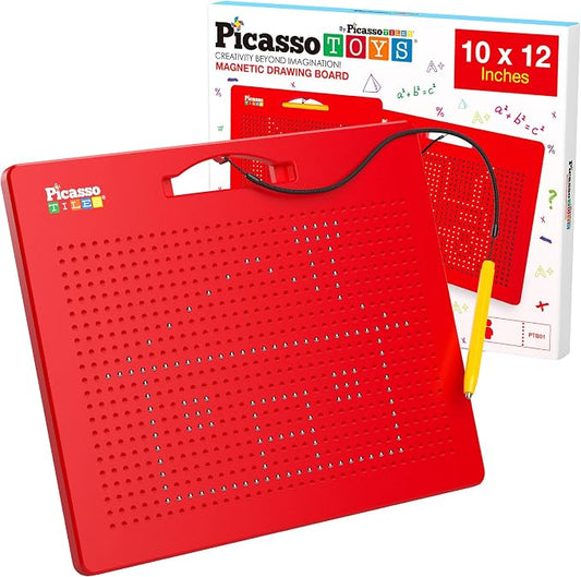 PicassoTiles Toys Magnetic Drawing Board 12x10 inch Large 748 Bead Magnet by PicassoTiles