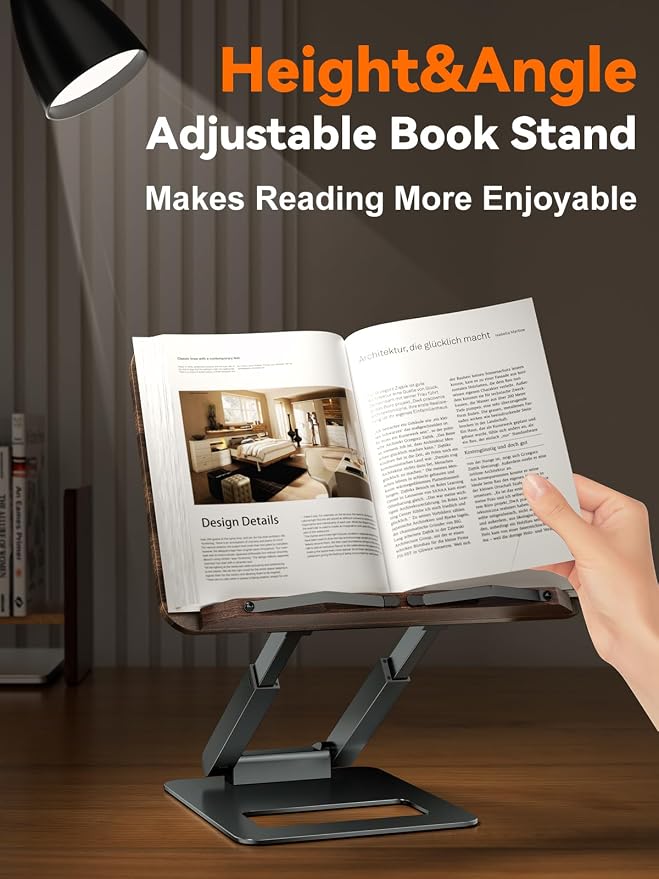 Tounee Book Stand, Telescopic Book Holder Stand, Adjustable Height Pull Out - Image 4