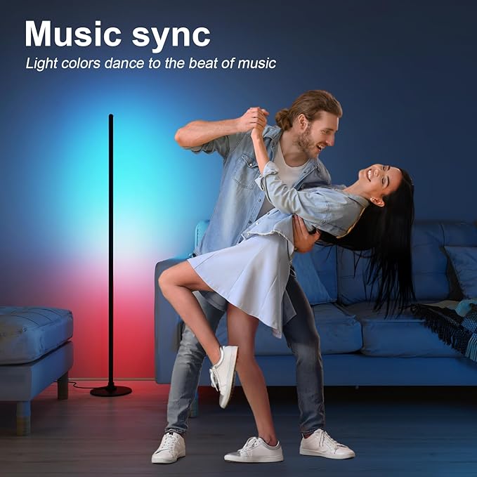 LED Floor Lamp, Corner Floor Lamp with Alexa, Smart Modern Floor Lamp with Music Sync 16 Million Colors & 68+ Scene RGB Floor Lamp with APP and Remote Control, for Bedroom Living Room