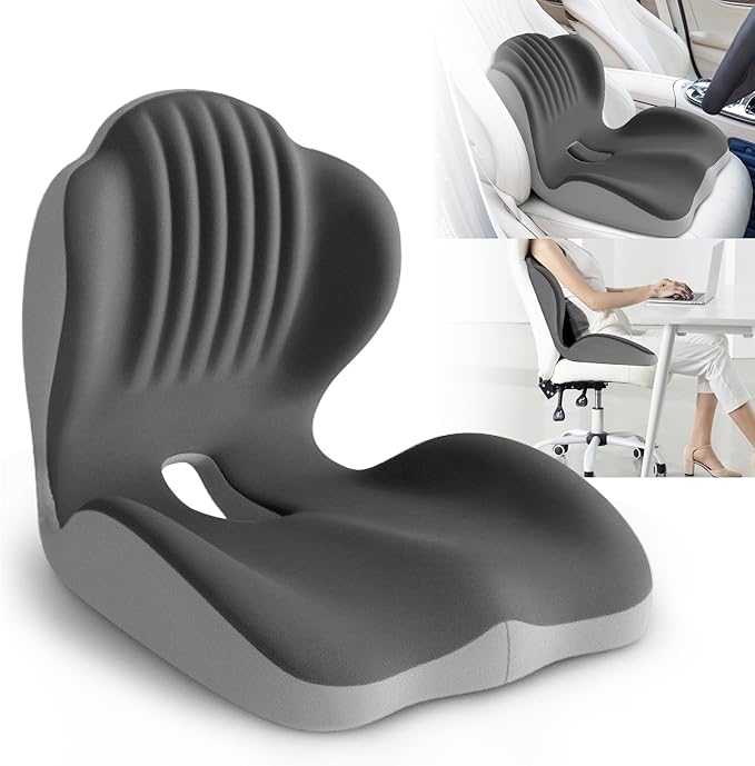 Ergonomic Waist Support and Seat Cushion, L-Shaped Memory Foam Pad, Hollow by LVGREEEN
