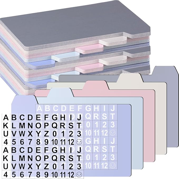 Harloon 50 Pack 3 x 5 Inch Index Card Dividers by Muasung