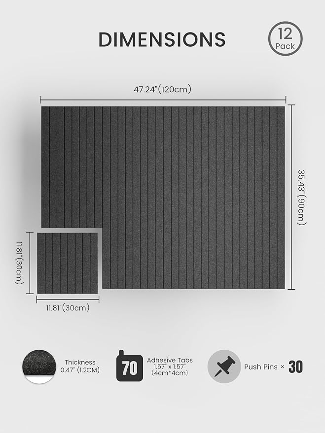 Bumusty Large Cork Board Alternative-47 x35 Felt Bulletin Board Tiles, - Image 2