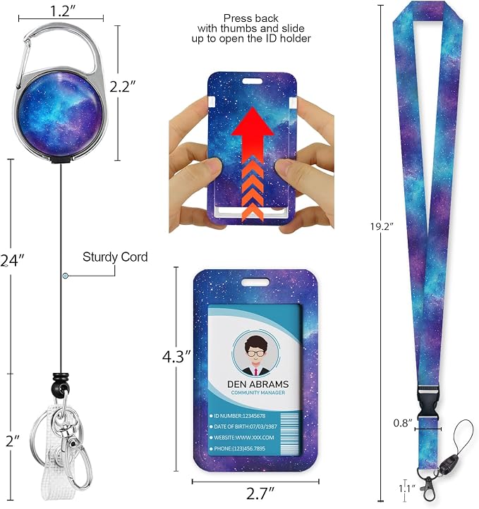 Piefly Lanyards for Id Badges, Nebula Starry Sky Badge Holder - Image 5