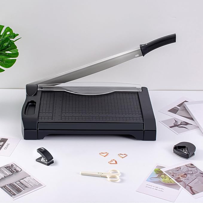 TIANSE Paper Cutter 3 in 1 Paper Trimmer Guillotine with Safety Blade Lock 5 to 10 Sheet Capacity Paper Cutting Board for Home Office School-DeskLoop Office