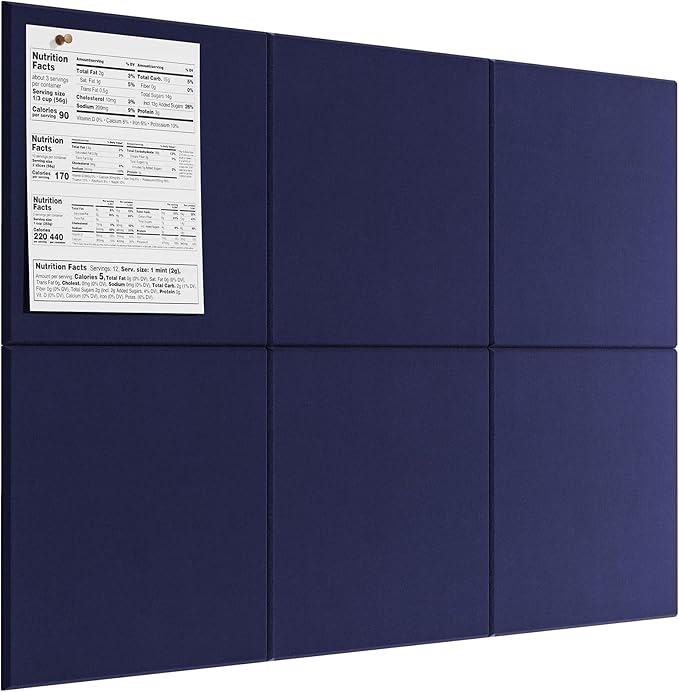 MaxGear Felt Bulletin Board 36" x 24", Dark Blue Felt Wall Tiles Push Pins | by MaxGear