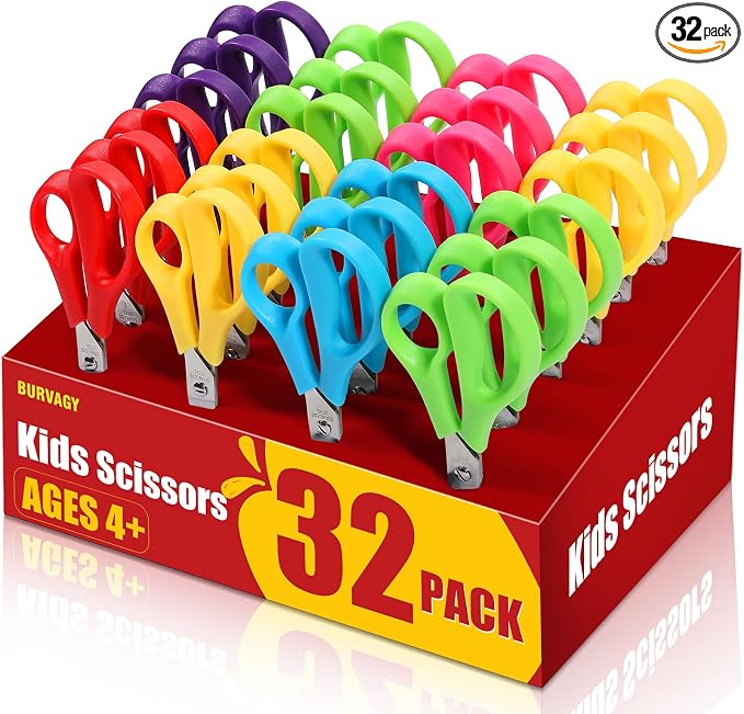 BURVAGY 32Pack 5.5" Safety Small School Kids Student Round Blunt Tip Craft by BURVAGY
