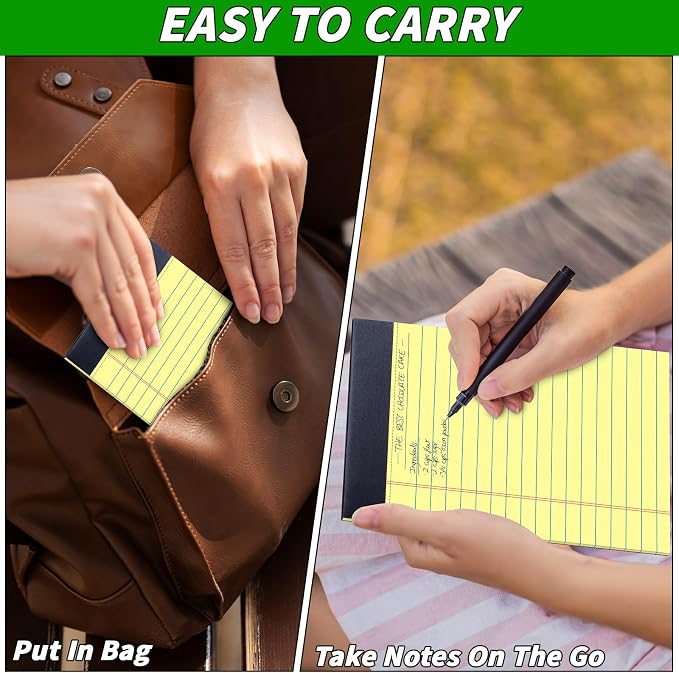 48 Pack Legal Pads Bulk, 5 x 8 Inch Yellow Notepad, Note Pads College Ruled - Image 4