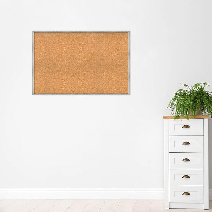 Amanti Art Natural Cork Board for Wall, 31x47 Vision Board with White Frame, Oversize Corkboard Office Decor for Home Organization, Cottage Corkboard Pinboard to Display Items for Home Organization-DeskLoop Office