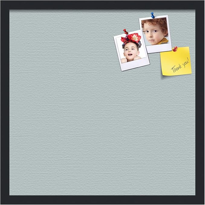 PinPix 20x20 Inch Cork Bulletin Board. This Decorative Framed Pin Board Comes with Soft Blue Design and a Satin Black Frame. Ideal for Home Office Decor or Message Board (PinPix-1814)-DeskLoop Office