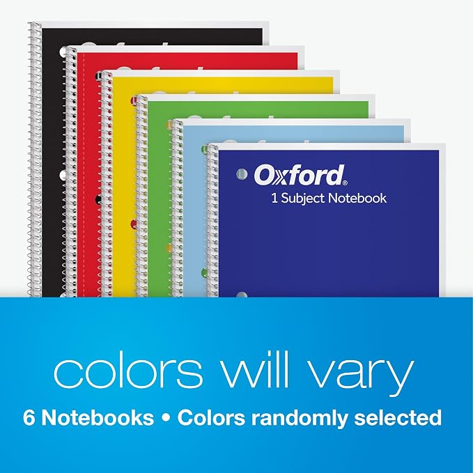 Oxford Spiral Notebook, 6 Pack, 1 Subject, Wide Ruled Paper, Notebooks - Image 6