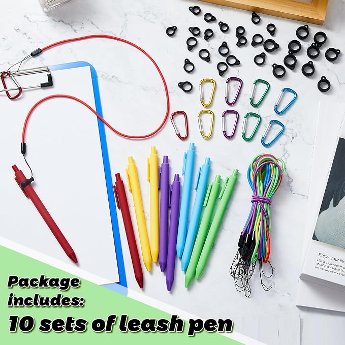 Lewtemi 10 Sets 24 Inch Pen Leash Pen Silicone Lanyard Holder - Image 3