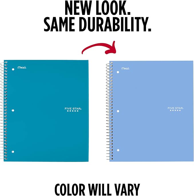 Five Star Spiral Notebook + Study App, 5 Subject, Wide Ruled Paper, 200 Sheets - Image 2
