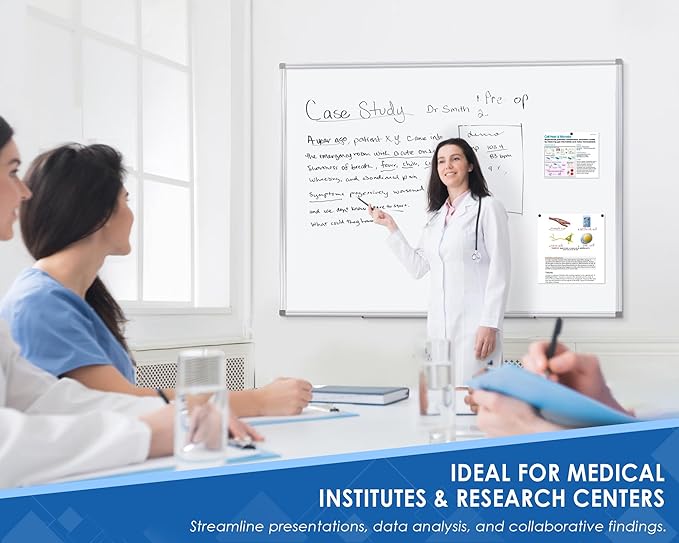 SWANCROWN Magnetic Dry Erase Board 60" x 40" Large White Board, with 2.5 cm Thick Aluminum Frame, Long Marker Tray & Magnretic Pen Holder – Whiteboard for Wall, Offices, School, Meeting Rooms-DeskLoop Office