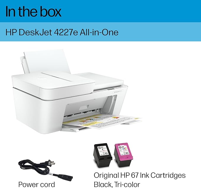 HP DeskJet 4227e Wireless All-in-One Color Inkjet Printer, Scanner, Copier, Best-for-Home, 3 Months of Instant Ink Trial Included (6W7F0A)-DeskLoop Office