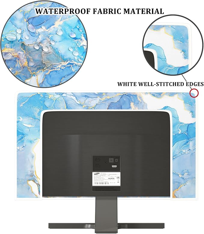 Baocicco Baby Blue Gold Marble Waterproof Screen TV Cover 70 Inch Modern - Image 3