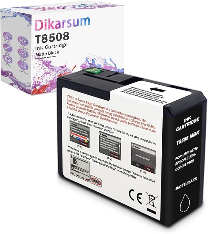 T850 Ink Cartridge Remanufactured T8508 T850800 Ink Cartridge Replacement for Surecolor P800 Printer(Matte Black)-DeskLoop Office