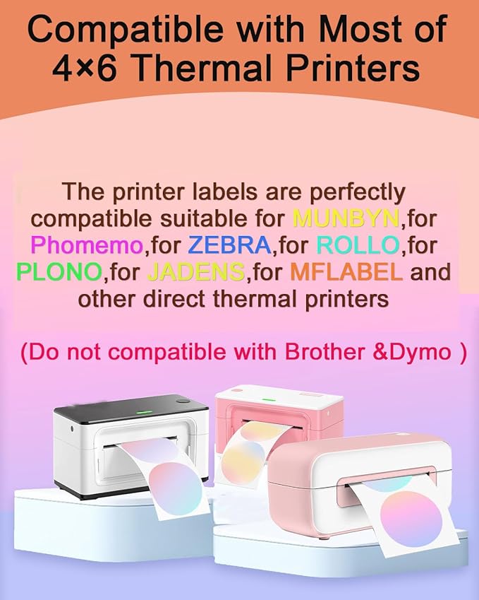 2 inch Round Thermal Labels, Thermal Printer Labels use for Barcode, Shipping, Customized, Circle Direct Thermal Stickers 500 Labels for Printer, Fantasy Purple-DeskLoop Office