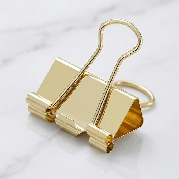 Gold Binder Clips, 100 Pack | Solid Metal, Stainless Steel Handle, Office - Image 6