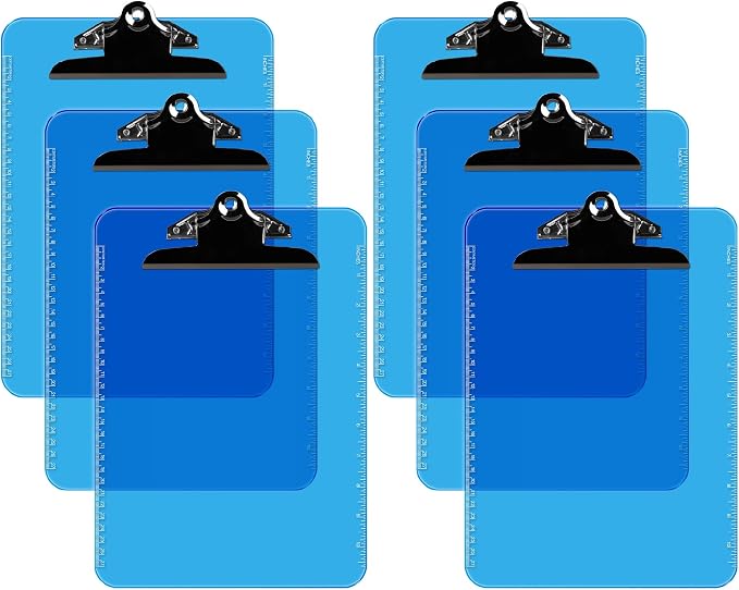Pack of 6 Plastic Clipboards by DAVISGROUP