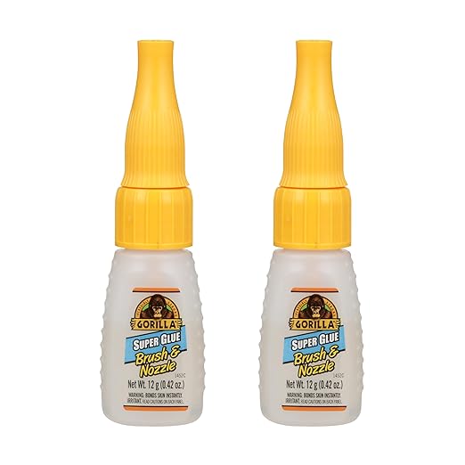 Gorilla Super Glue with Brush & Nozzle Applicator, Clear Glue, 12 Gram (Pack of 2) - All Purpose and Fast Setting for Projects and Repairs-DeskLoop Office