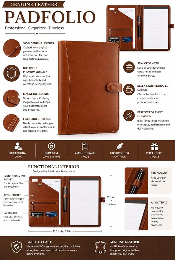 Geniune Leather Portfolio, Business Portfolio - Image 3