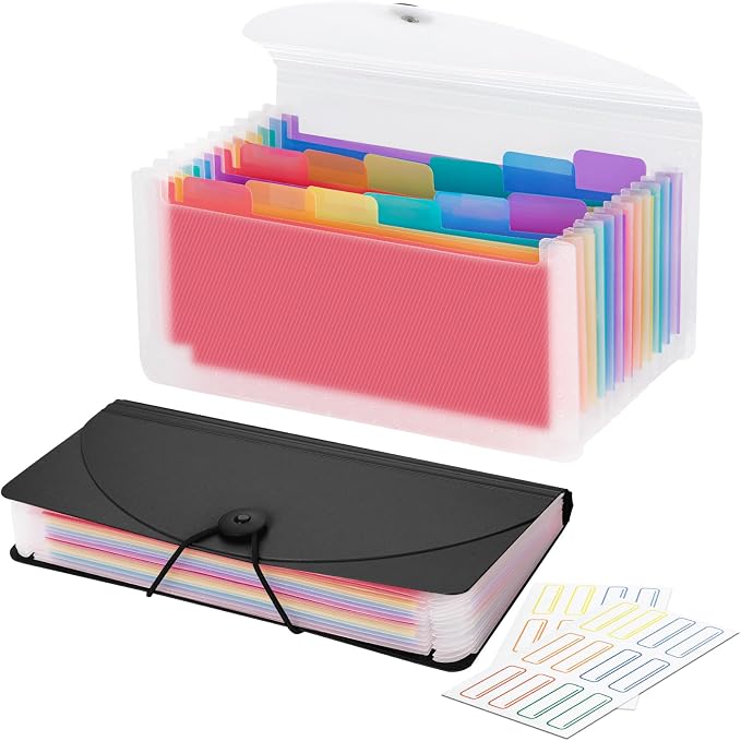 13 Pocket A6 Receipt Organizer, 2 Pack Small Accordion File Organizer, Coupon by RIEJIN