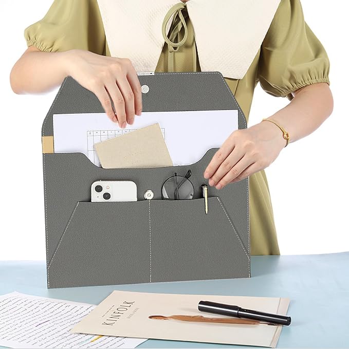 VANRA File Folder Document Holder Organizer Waterproof Portfolio Leather Folder - Image 5