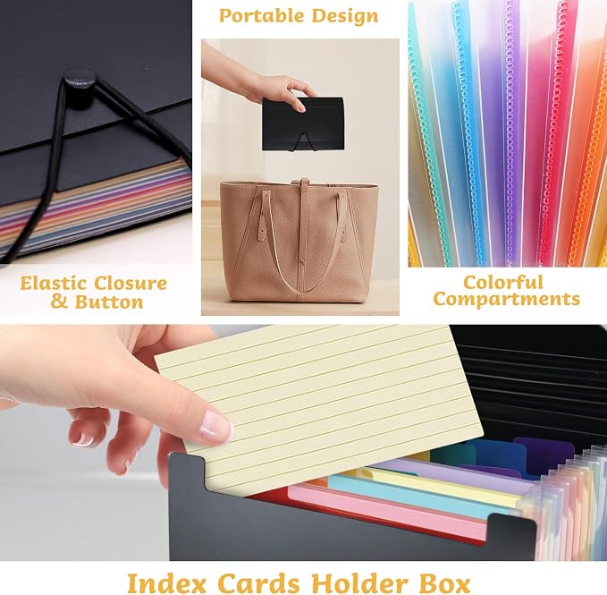 4x6 Inch Index Card Holder Box Organizer Storage Case 3x5 Inch Flash Note Card - Image 3